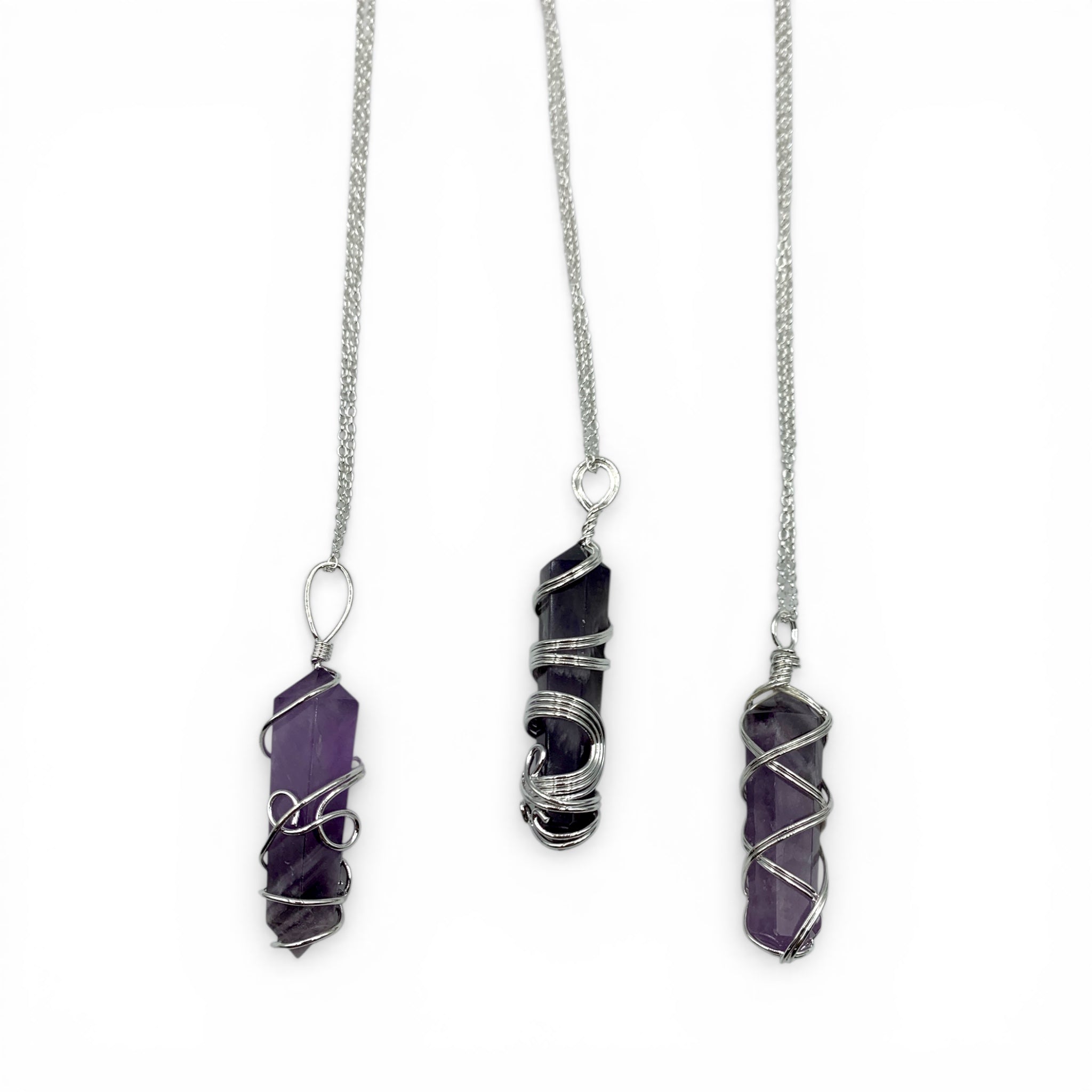 Necklace - Amethyst Double Terminated Point Wire Wrapped $40